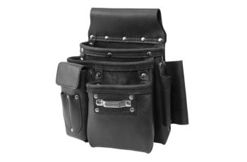 BuildPro Nail Bag 3 Pocket Leather Heavy Duty XL SERIES Pouch LBNBS1B-XL