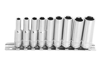 SP Tools Socket Rail Set Deep 1/4"Dr 6Pt 9 Piece Sae SP20141