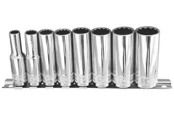 SP Tools Socket Rail Set Deep 3/8"Dr 12Pt 8 Piece Sae SP20241