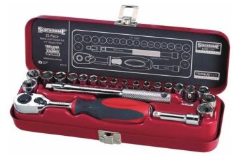 Sidchrome Socket Set 23 Piece 1/4"Dr METRIC & A/F 12110