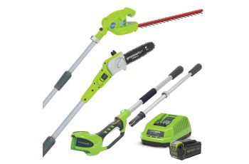 Greenworks 40V 4.0Ah 2in1 Pole Saw and Hedge Trimmer Kit 1300607AU-Kit-4