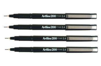 Artline Pens 4 Piece Fineline Artline 200 0.4mm BLACK EK-200N/4BSB4