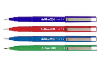 Artline Pens 4 Piece Artline 200 0.4mm COLOUR EVERYDAY EK-200CC/4B
