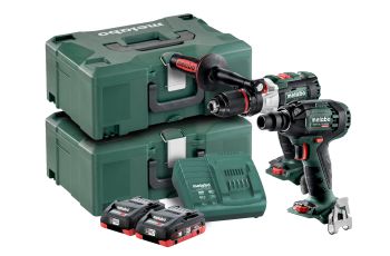 Metabo 18V 4.0Ah Brushless Cordless Hammer Drill/Driver & Impact Wrench Kit SB SSW 300 BL M HD 4.0 AU68901760 