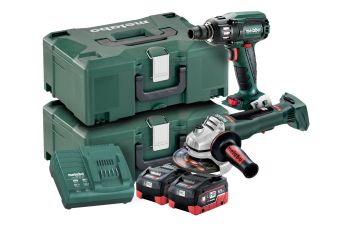 Metabo 2 Pieces 18V 5.5Ah Cordless Brushless Combo Kit SSW 400 WPB 125 BL M HD 5.5 AU68200450
