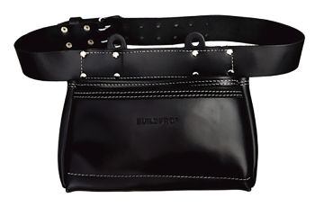 BuildPro LBNBPL02 Nail Bag 2 Large Pockets Adjustable 50mm Leather Belt LBNBPL02