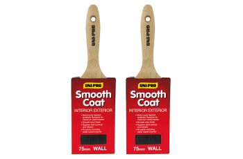 Uni-Pro 70075 Wall Paint Brush x2 Smooth Coat 75mm Synthetic 70075