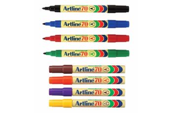 Artline 70 Marker Pens 12 Piece 1.5mm Bullet NIB Permanent Assorted Colors EK-70