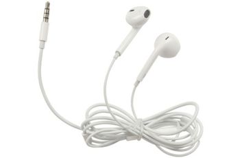 White Stereo Earphones with Micophone and Volume Control