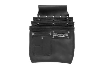BuildPro Nail Bag 3 Pocket Leather Heavy Duty Stitching Pouch LBNBS3B
