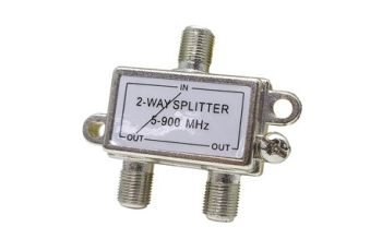 Two Way TV Splitter with Power Pass - F Connectors - Die Cast