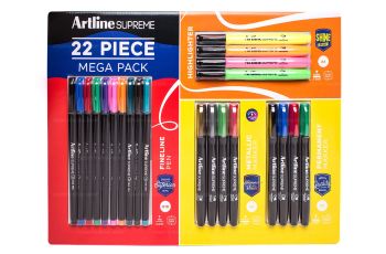 Artline Supreme Pens & Markers 22 Piece Mega Pack Assorted Colours AMM-VP4