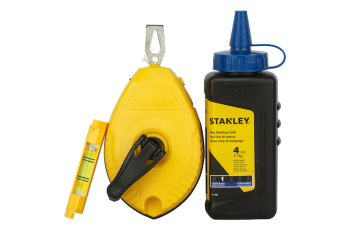 Stanley 30M Chalk Line Reel W/Blue Chalk & Level 47-443