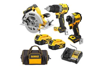DeWALT 18V XR Brushless 3PC Combo Kit (2 x 5.0Ah) DCZ321P2-XE