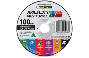 Flexovit 100x1.0mm MultiPurpose Cut Off Disc MULTIMATERIAL 25PK 66253370634