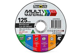 Flexovit 125x1.0mm Multipurpose Cut Off Disc MULTIMATERIAL 25PK 66253370636