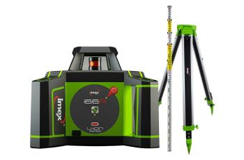 Imex Rotating Laser Level RED BEAM Horizontal Only + Tripod & 5m Staff i66RK