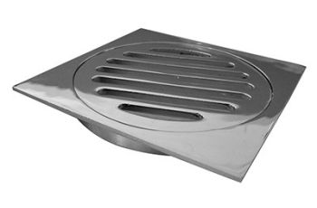 DTA Floor Drain 100mm Square 10mm Collar Chrome Plated Brass FDCBSQ100/10