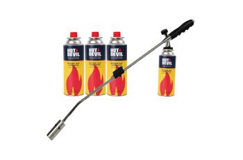 Hot Devil Weed Killer Heat Wand Combo Includes 4x Butane Cylinders HDWK/HD200C