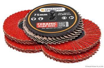 Geiger 3" Quick-Lock Ceramic Flap Disc Pack - 60 Grit AB22013F60CP