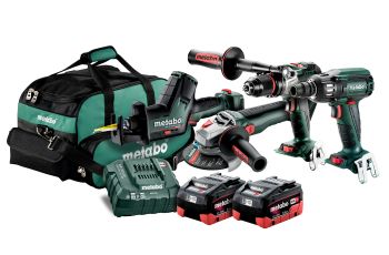 Metabo 18V 5.5Ah Brushless Drill/400Nm Wrench/Grinder/Sabre Saw Combo Kit MET18BL4SB2HD55EU AU68403150