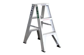  Bailey 3 Step Trade LYTE Aluminium Double Sided Ladder 150kg 0.9m FS14019