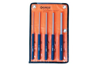 Groz Pin Punch Set Hex Shank 200MM 5 Pce GZ-25655
