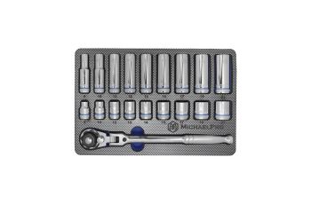 MICHAEL PRO 19-PIECE 3/8" DRIVE FLEX HEAD RATCHET & SOCKETS SET MP001228