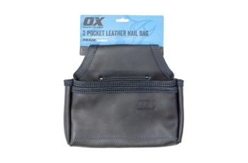 OX Trade Black Leather 2 Pocket Nail Bag OX-T265604