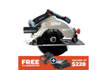 Senix X2 18V Brushless 184mm Circular Saw with Dust Extraction Guard Skin PSCX2-M3-EU-0
