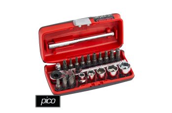 Sidchrome 23pc 1/4" Pico Flex Head Ratchet, Socket & Bit Set SCMT12141