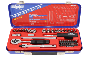 888 Tools SOCKET SET 1/4" DR 6PT METRIC/SAE 41PC T820101