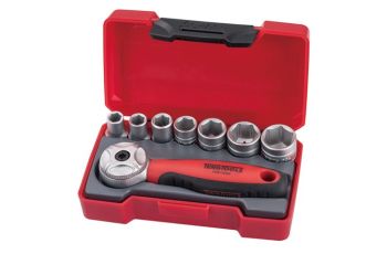 Teng 8PC 1/4" Drive Metric Socket Set W/Mini Ratchet TE-T1408