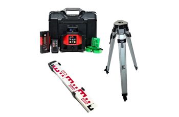 TUF RHVP 208G Green Beam Rotation Laser Level Combo Kit with QR Flat Tripod and 3m E-Face Staff TUF-208G-KIT