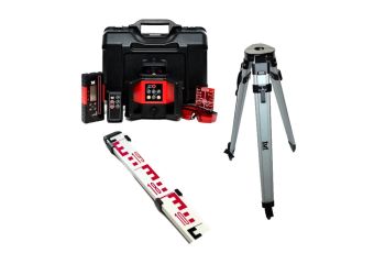 TUF RHVP 208R Red Beam Rotation Laser Level Combo Kit with QR Flat Tripod and 3m E-Face Staff TUF-208R-KIT
