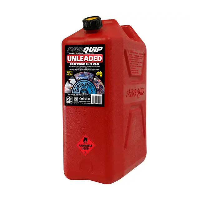 Pro Quip 20L Plastic Fast Pour Fuel Can - Unleaded 0950