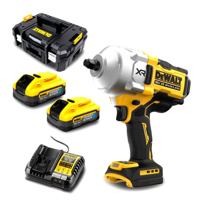 DeWalt 18V 5.0Ah XR Li-ion Cordless Brushless 1/2" Premium High Torque Impact Wrench Combo Kit DCF961H2T-XE