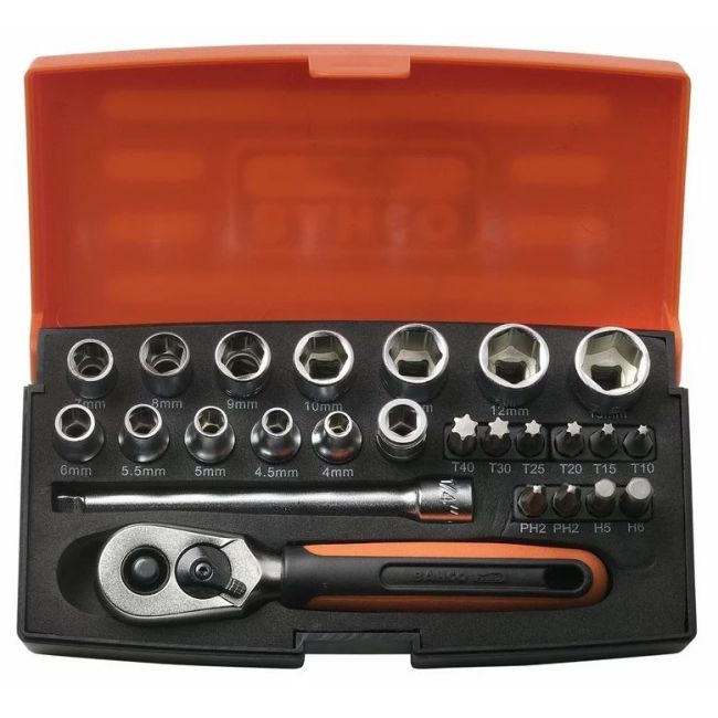 Bahco SBSL25 Socket Set 25 Piece 1/4"Dr Dynamic Drive 