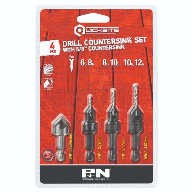 P&N 4PC HSS Drill & Countersink Quickbit Eco Set 105SDC000