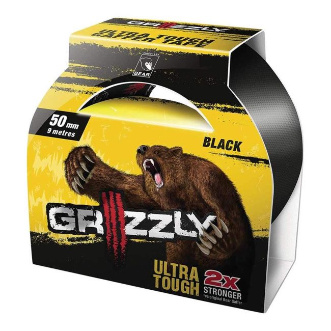 GRIZZLY 50MMX9M ULTRA TOUGH BLACK GAFFER TAPE 63642548168