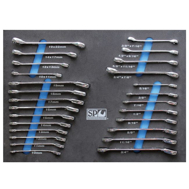 SP Tools Spanners 26Pc Metric/Sae Eva Foam Flare & Gear Drive SP50020