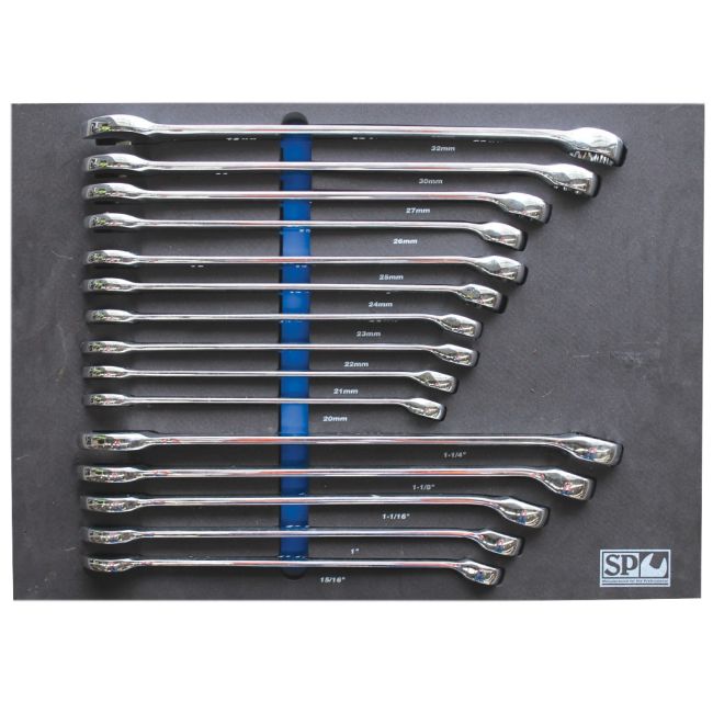 SP Tools Spanners 15Pc Metric/Sae Eva Foam Roe SP50016