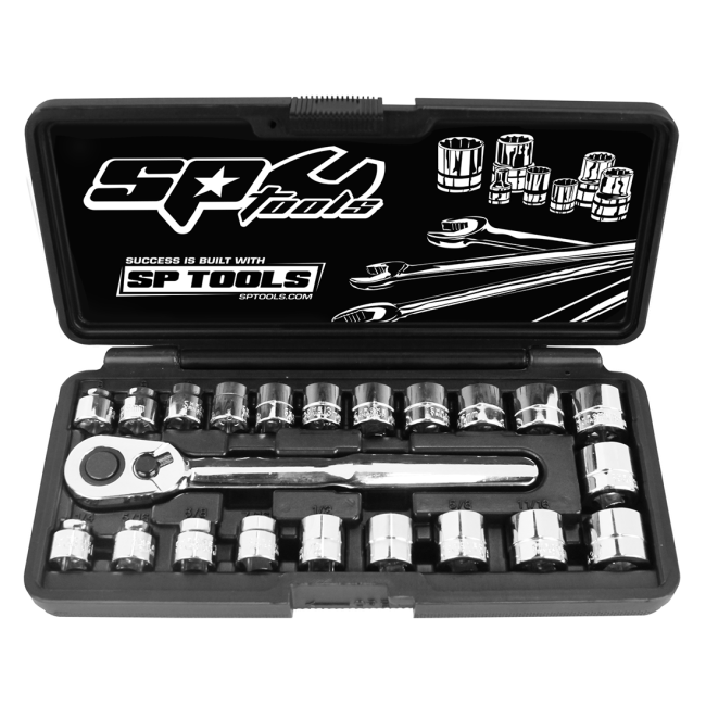 SP Tools Socket Set 22 Piece 3/8"Dr Metric/Sae Low Profile Stubby SP20220