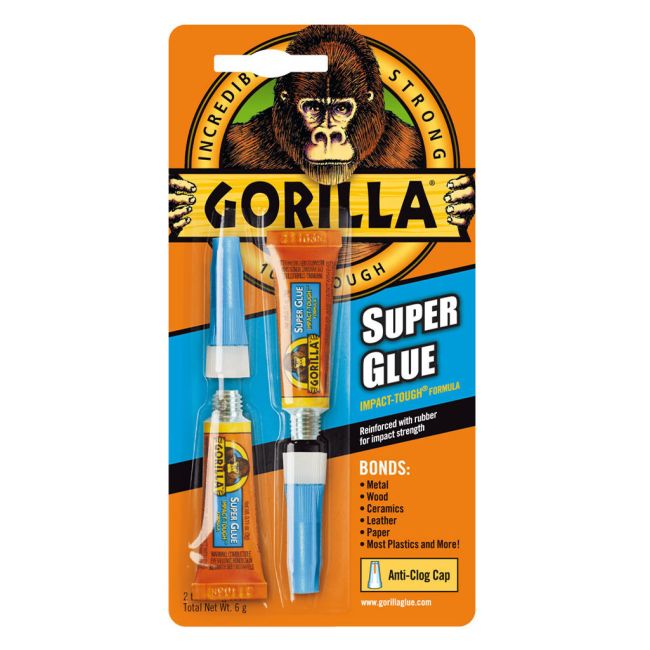 Gorilla Super Glue 2x Tubes Impact Tough Bonds Plastic Wood Metal & More 2215