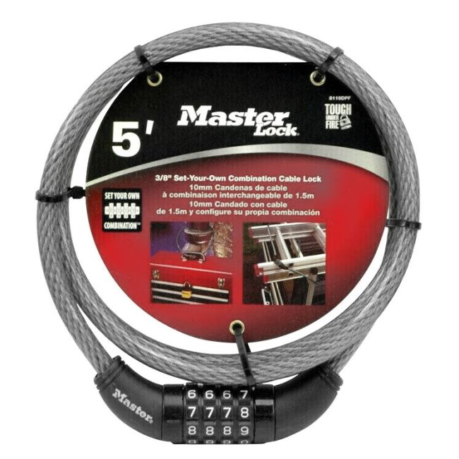 Master Lock Cable Lock 1.5m 10mm Width Braided Steel 8119DPF