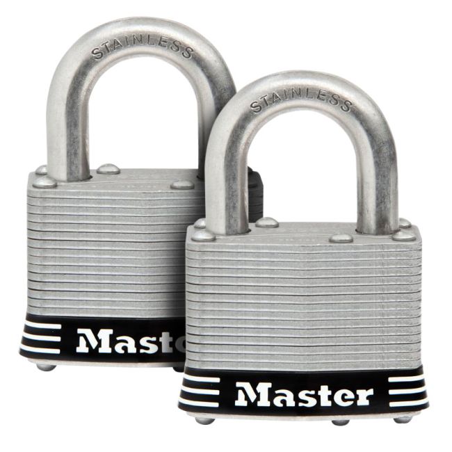 Master Lock Padlock 2 Pc 51mm Laminated Weather Resistant Stainless Steel 5SST