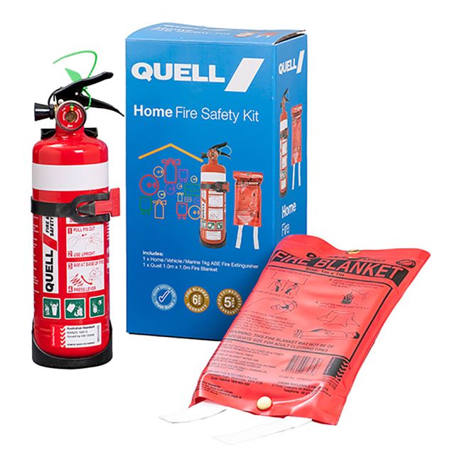 Quell Fire Safety Kit Small Home Extinguisher And Fire Blanket 130638