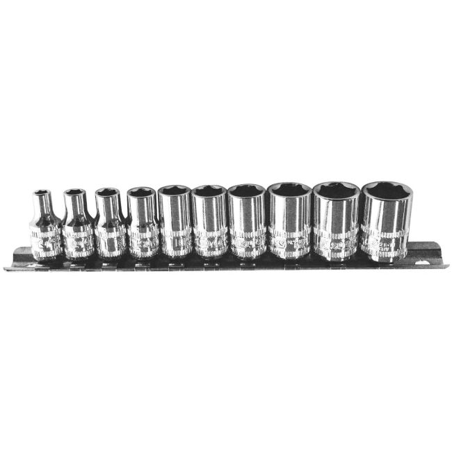 SP Tools Socket Rail Set 1/4"Dr 6Pt 10 Piece Metric SP20132