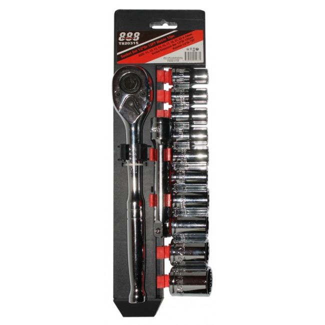888 Tools Socket Set 1/2"Dr 12PT 12 Piece METRIC T820315