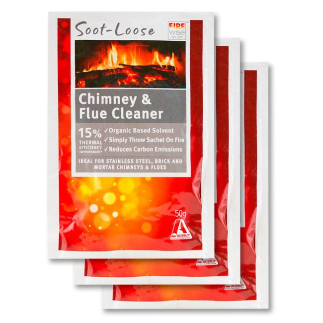 Soot-Loose Chimney And Flue Cleaner 3 Piece 50g Packet Organic Based SOOT LOOSE